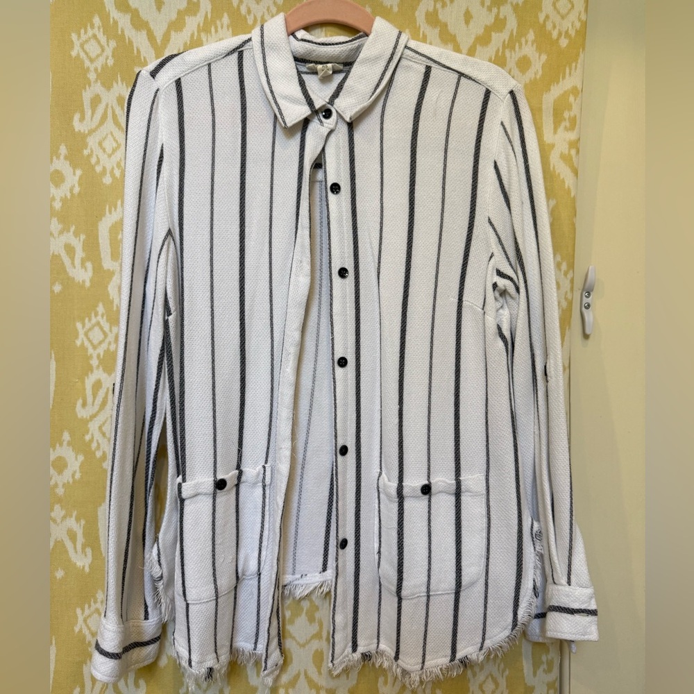 Tribal Black and White Striped Casual Shirt
